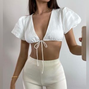 Princess Polly Cropped Tie Front Top